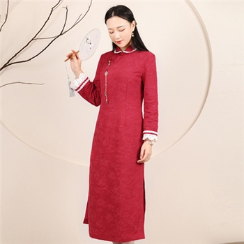 起念之初瑶 中国风文艺改良旗袍日常年轻款少女棉提花连衣裙L3333