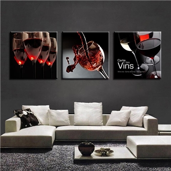 高清喷绘三联葡萄酒酒杯装饰画家居客厅卧室壁画LAZADA