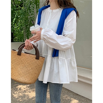 2021秋季新款韩版款式——圆领纯棉衬衫