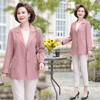 45-55岁妈妈装秋季新款韩版外套长袖减龄洋气大码中老年女装西装